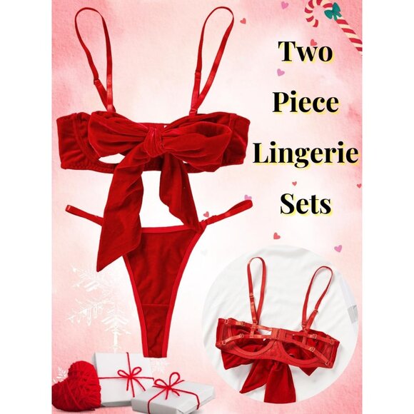 Velvet Matching Bra And Panty Sets For Women Sexy Present - Picture 4 of 7